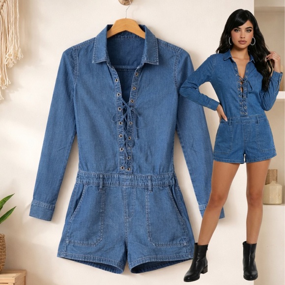 no brand Pants - Denim button short romper size LARGE